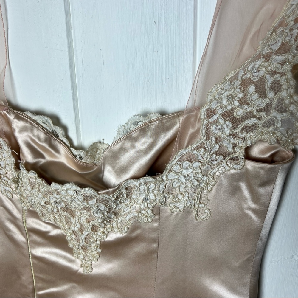 Rare Vintage Satin and Lace Gown - Picture 11 of 14